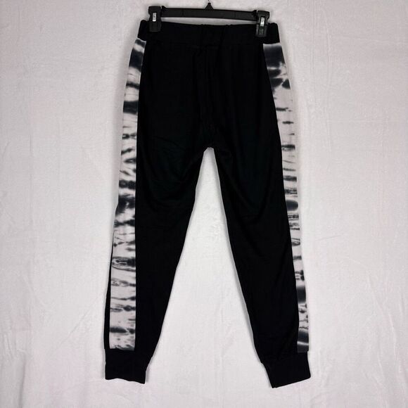 Monrow Black with Black & White Tie Dye Sides Jogger Sweatpants Size XS - Picture 8 of 12